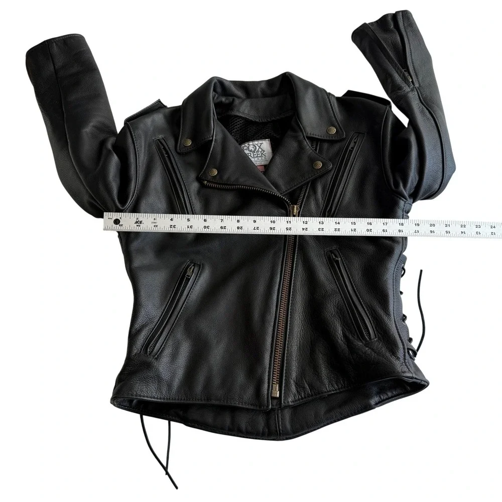 Fox Creek EUC Made‎ in USA Classic Black Motorcycle Jacket II Biker Moto men 44